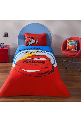 Taç Lisanslı Disney Cars Mcqueen Tek Kişilik Pamuk Nevresim Takımı 000000001000050248 Çok Renkli