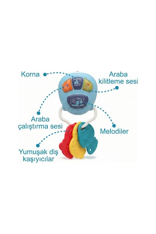 Yumuşak Diş Kaşıyıcılı Renkli Bebek Anahtar Aksesuarı - 4 Modlu, Ses Çıkaran Yenidoğan Aktivite Eğlence Modeli 3 Ay+