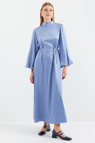 Bigdart 2510 Saten Tesettür Abiye Elbise - İndigo 001