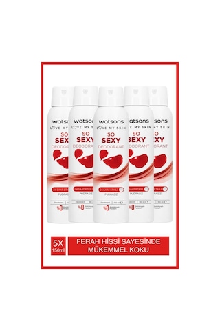 Watsons So Sexy Deodorant 24 Saat Etkili Kadın Sprey Deodorant 5 x 150 ML