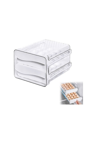 Yaozixa "40 Yumurtalık Kapaklı Buzdolabı Yumurta Saklama Kabı - 2 Katlı Pratik Ve Dayanıklı" Şeffaf