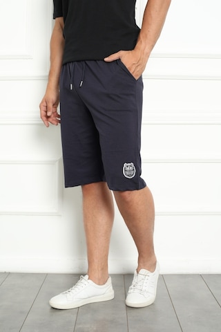 Erkek Şort Bermuda Kurt Armalı Beli Bağcıklı İpli Cepli Büyük Beden Geniş Beden Aralığı Laci Nıc1067 R12 Lacivert