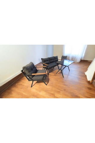 Pi Locca Bahçe Balkon Mobilyası Antrasit 3+1+1 Ve Perla Masa Antrasit