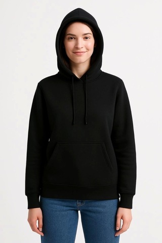 Etiler Collection Üç İplik Kapüşonlu Kanguru Çepli Sweatshirt Hoodie - Siyah