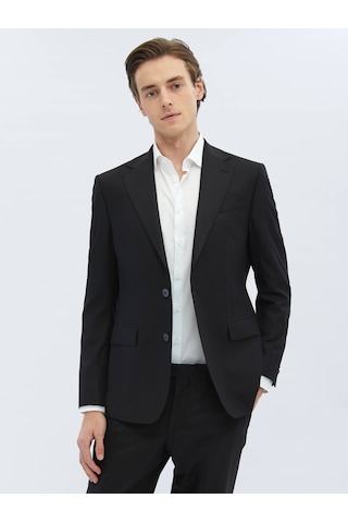 Kip Siyah Mikro Modern Fit Yün Karışımlı Takım Elbise 6 Drop Siyah
