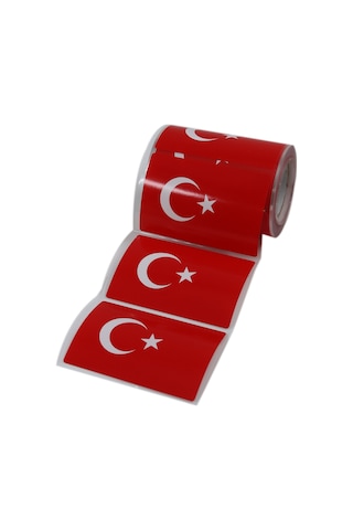 Kuşe Rulo Türk Bayrağı Etiketi 90mm X 60mm 300 Adet