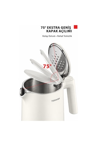 Toshiba Cool Touch KT-15PS1VME W Gizli Rezistanslı 1.5 L Beyaz Su Isıtıcı Kettle