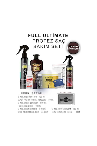 Protez Saç Bakım Seti Full Ultimate Bakım & Onarım 8'li Set -5734 1" X 3" 2.5cm X 7.5cm