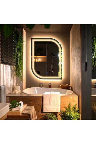 Curva Günışığı Kumlamalı Lavabo & Banyo Aynası Dokunmatik Sensörlü 65 X 90 Cm