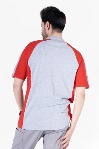 Polo Yaka T-shirt Gri - Kırmızı