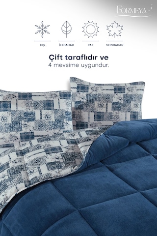 Battal Wellsoft Yorgan Çift Taraflı Yastık Kılıflı 215x235 Cm Mavi