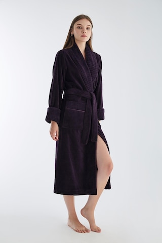 Yaka Fitilli Triga Bambu Cotton Bayan Bornozu Mor