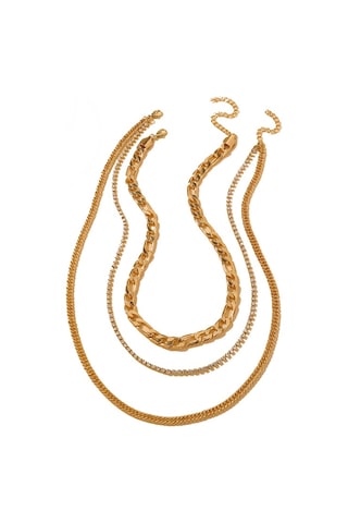 Chavin 3 Katmanlı Taşlı Gold Alloy Kadın Zincir Kolye En19 Altın