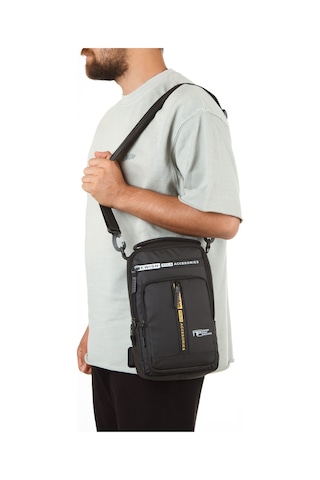 Newish Polo Erkek Kumaş Sırt El Ve Omuz Çantası New350 - Siyah - Sarı