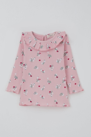 Breeze Kız Bebek Taytlı Takım Çiçek Desenli Yaka Kısmı Fırfır Detaylı 6 Ay-2 Yaş, Pembe Pembe