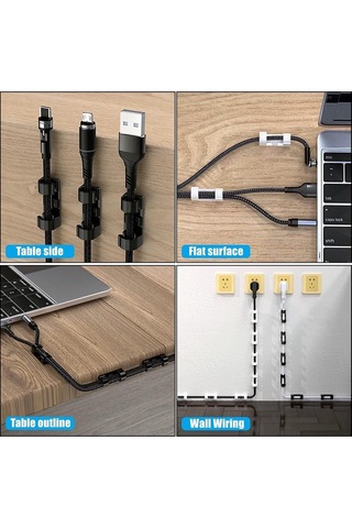 Tr 60 Adet Kablo Düzenleyici Sabitleyici Yapışkanlı Organizer Klips Seti