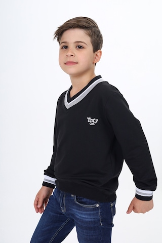 Toontoy Kids Toontoy Erkek Çocuk Okul Nakışlı Sweatshirt Siyah