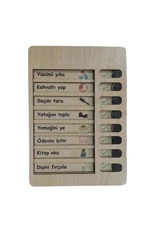 Ahşap Çocuk Günlük Rutin Checklist Kontrol Listesi Yapılacaklar Listesi