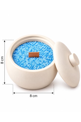 Dekorske Okyanus Kokulu İnci Tozu Mum Ve Kapaklı Mumluk El Yapımı Dekoratif Mum Beyaz