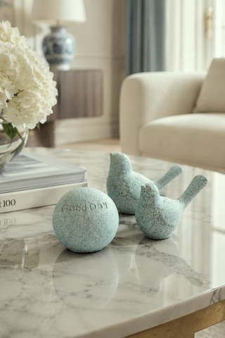 Dekoratif Kuş Biblo Seti 3 Lü Modern Granit Dokulu Boyalı