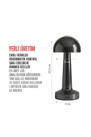 Zenlight Mantar Masa Lambası Antrasit