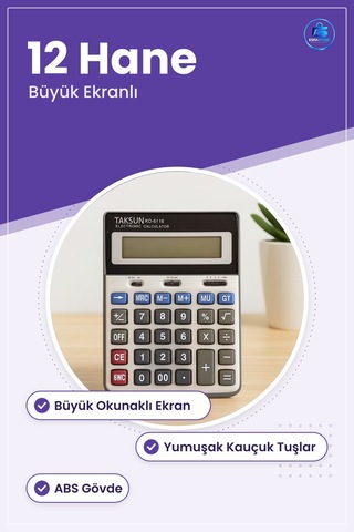 Hesap Makinesi Haneli Masaüstü Ofis Muhasebe Kasa Büyük Ekranlı H Çok Renkli