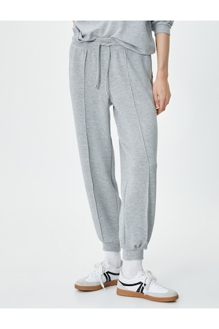 Koton Jogger Eşofman Altı Beli Bağcıklı Cep Detaylı Nervürlü Viskon Gri 4sak30023ek 4SAK30023EK031 Gri