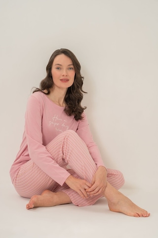 Pierre Cardin Kadın Have A Super Day Pembe Uzun Kol Pijama Takım Pc9294-s-v1 Pc9294-s-v1