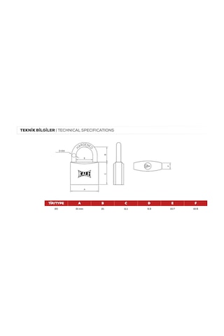 Kilit Asma Kilit Sarı 20mm