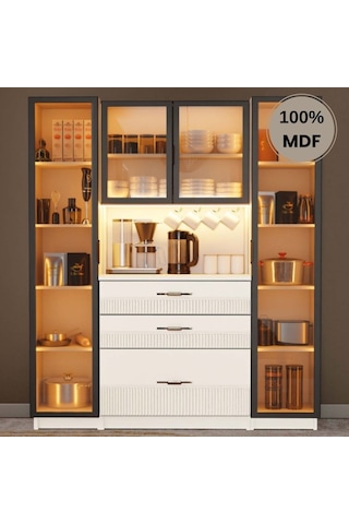 Menekşe Mdf Kahve Köşesi Dolabı 4 Kapak Çekmeceli Işıklı Aytaşı Menekşe Mdf Kahve Köşesi Dolabı 4 Kapak Çekmeceli Işıklı Aytaşı