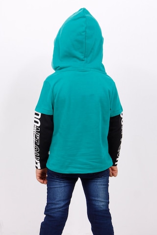 Toontoy Kids Toontoy Erkek Çocuk Kapşonlu Kolları Baskılı Sweatshirt Yeşil