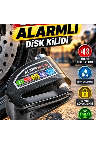 110db Alarmlı Disk Kilidi 6 Mm Pinli Motosiklet, Bisiklet Ve Scooter Güvenlik Kilidi