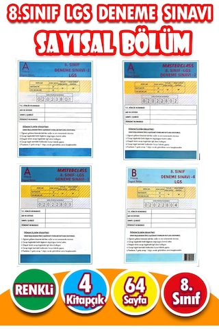 8.sınıf Lgs Deneme Sınavı - Sayısal Bölüm - 4 Kitapcık