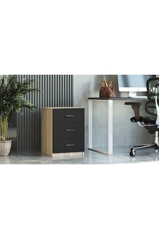 Yurudesign Vario C Ofis 3 Lü Keson Meşe-Siyah