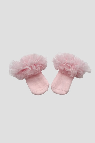 Defne Baby Yenidoğan Kız Bebek Tül Detaylı Tütü Yumuşak Pembe Patik Çorap Seti Pembe
