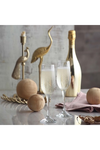 LAV Fame Cam Şampanya Kadehi 6'lı 215 ml Ayaklı (Kahve Yanı Su/Kokteyl Bardağı)