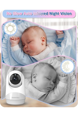 Hellobaby Bebek Monitörü, 29 Saat Pil Ömrü, 355 /120 Döner Kamera, 2x Zoom, Gece Görüşü, 305 M Menzil Kamera Sistemi
