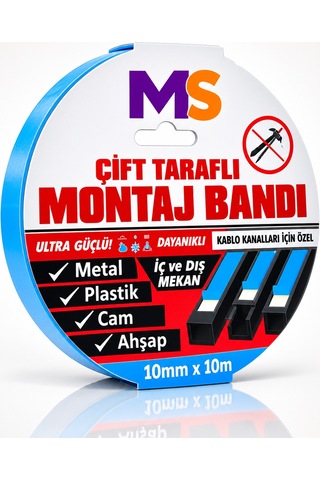 Ultra Güçlü 10 Mm X 10 Mt Çift Taraflı Köpük Montaj Bandı Metal Plastik Cam Ahşap Bantı Bantları