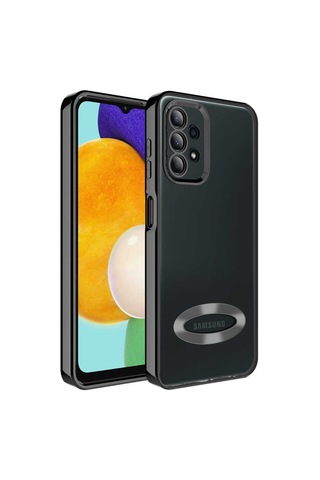 Zore Galaxy Uyumlu A13 4g Kılıf Kamera Korumalı Logo Gösteren Omega Kapak - Siyah Siyah