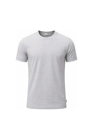 Plus Scorpion T02 Kol Katlama Erkek Slim Fit Basic Tişört Bisiklet Yaka, Düz Kumaş, Yazlık Model Gri
