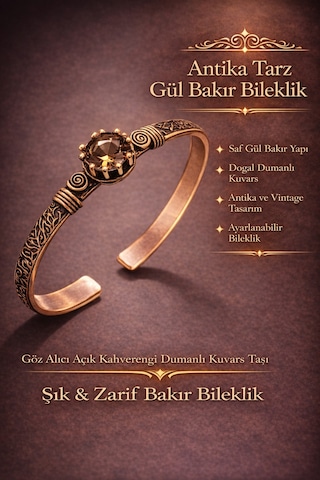 Kadın Bakır Bileklik Otantik Model Zultanit Taşlı Kelepçe Bilezik Diğer