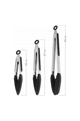 Valletta Midori Metal Sap Silikon Uçlu Kilit Sistemli Maşa Siyah