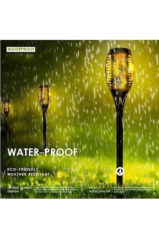 Led Alev Efektli Solar Lamba Dekoratif Bahçe Aydınlatma Meşale