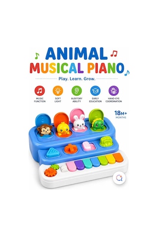 Işıklı Ve Sesli Hayvan Temalı Oyuncak Bebek Piyanosu - Eğitici Müzik Kutusu