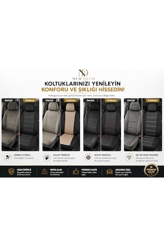 Mazda 323 Uyumlu Oto Koltuk Kılıfı Tam Set Airbag Uyumlu 4 Mevsim Cotfit Serisi