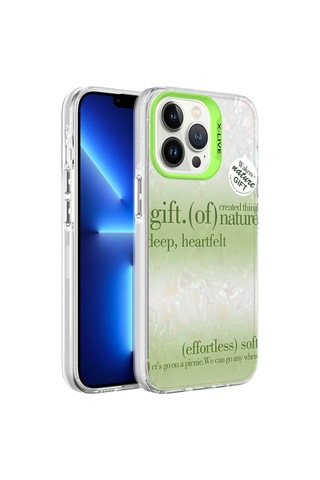 Zeyline Apple Uyumlu iPhone 13 Pro Mermer Desenli Zore Marbello Kapak-yeşil