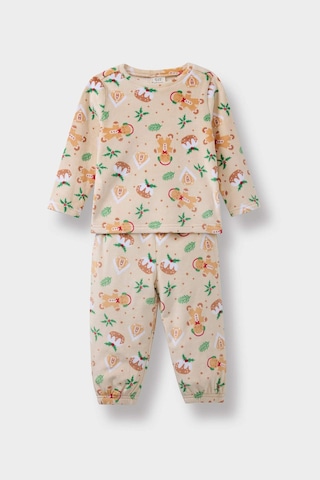 Defacto Erkek Bebek Pijama Takımı Yılbaşı Temalı Uzun Kollu Velur Üst Uzun Alt F5561a525wnbg358 Bej-bg358