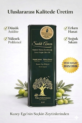 Erken Hasat Soğuk Sıkım Natürel Sızma Zeytinyağı Teneke 2 L