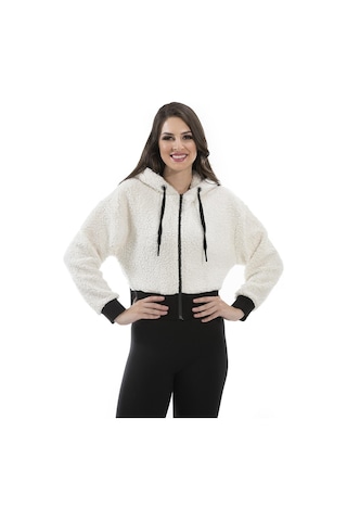 Alexandergardı Kapüşonlu Suni Yünlü Hırka B23-36302-ekru 001