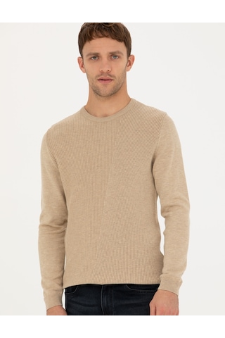 Pierre Cardin Erkek Triko Kazak - Bej 50281823-VR011 Bej